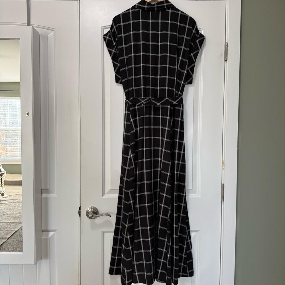 Calvin Klein Gauze Windowpane-Print Shirtdress 20W - Picture 8 of 10